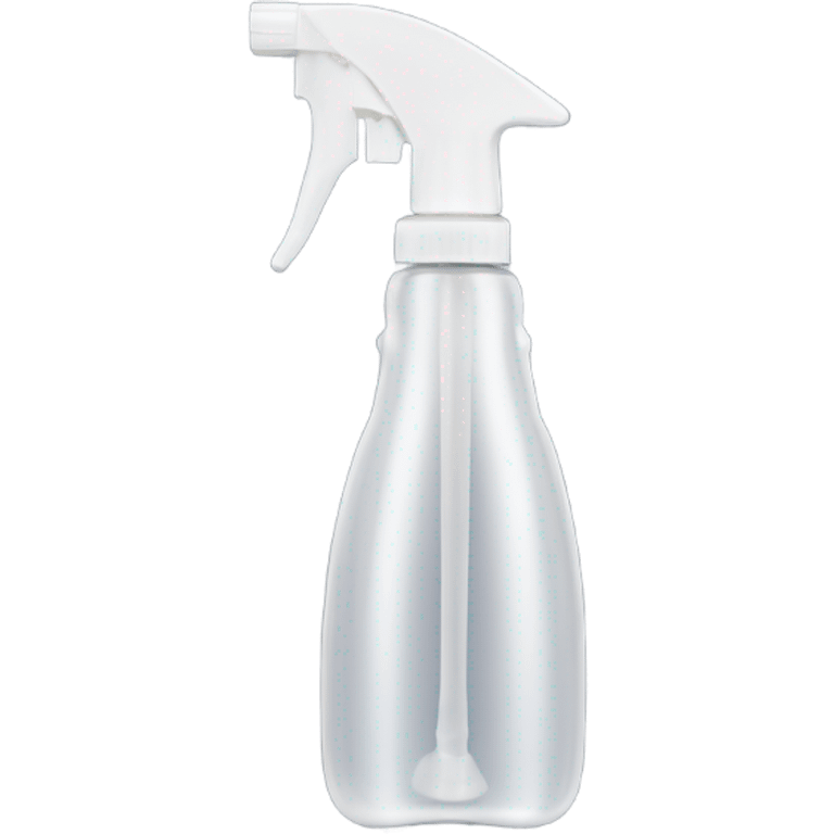 A handheld plastic spray bottle with a transparent container, featuring a long, thin stainless steel nozzle extending from the front of a white handle. emoji