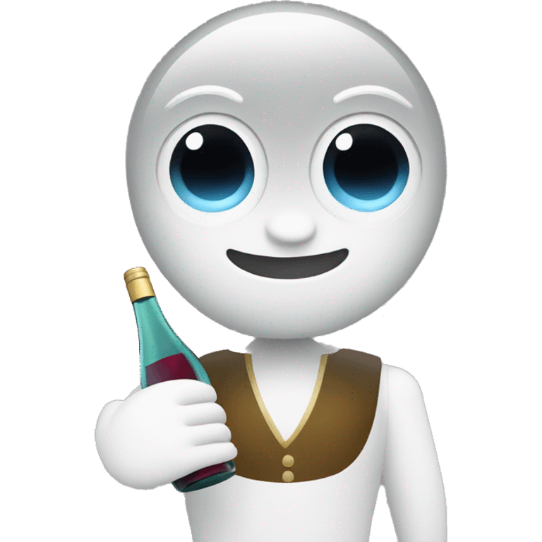 cute chatbot holding a bottle of wine emoji