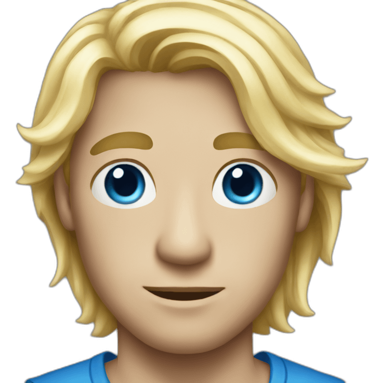 Man with long blonde hair blue eyes emoji