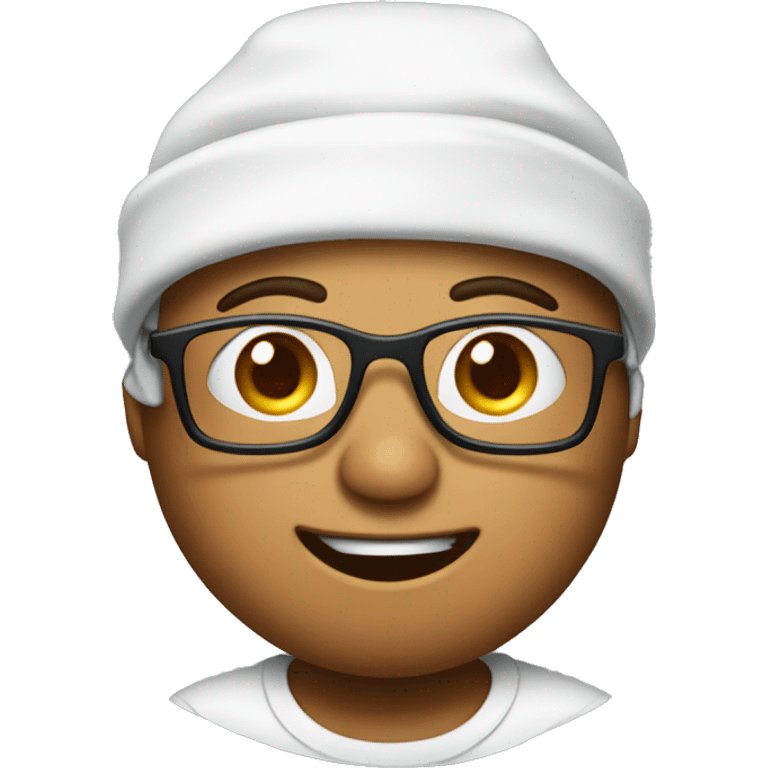 A poop emoji sweating and wearing a scrub cap with glasses. emoji