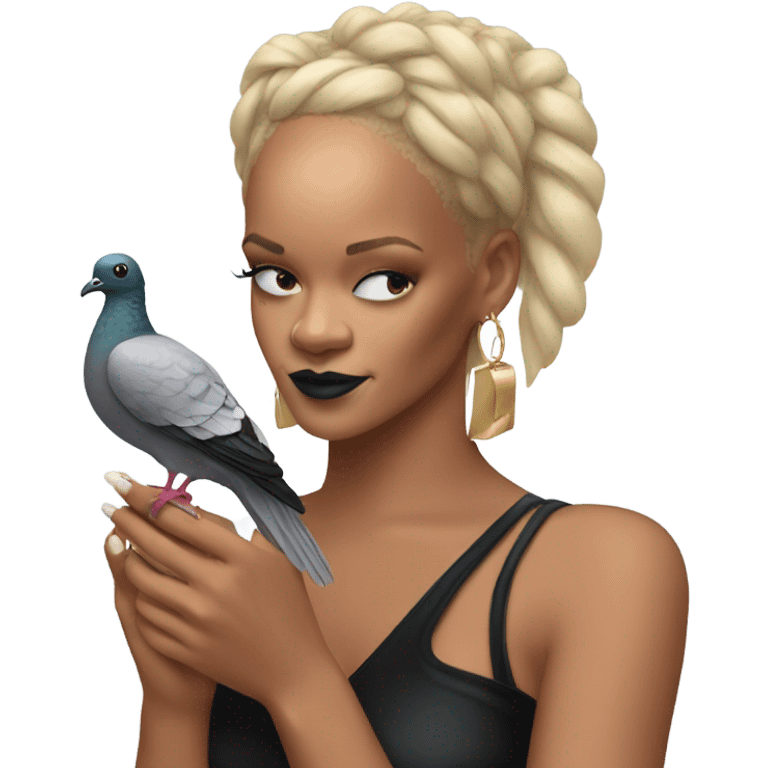 Rihanna with a pigeon  emoji