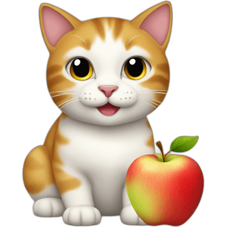 cat with apple emoji