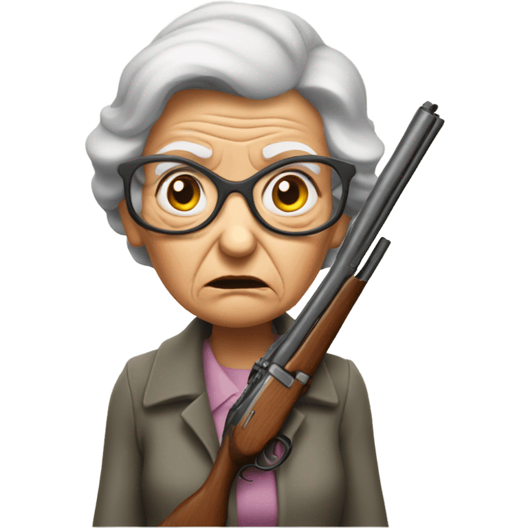 Old lady with shotgun looking angry emoji