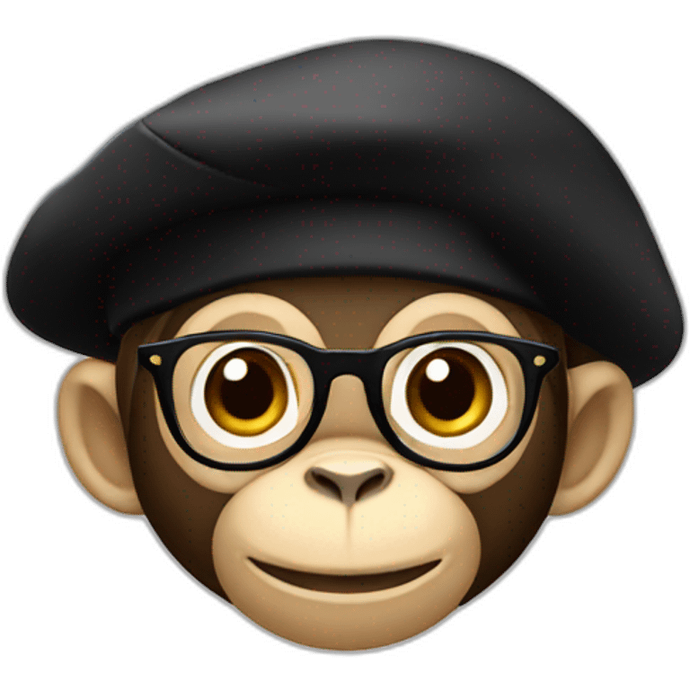 monkey with black beret and eyeglasses emoji