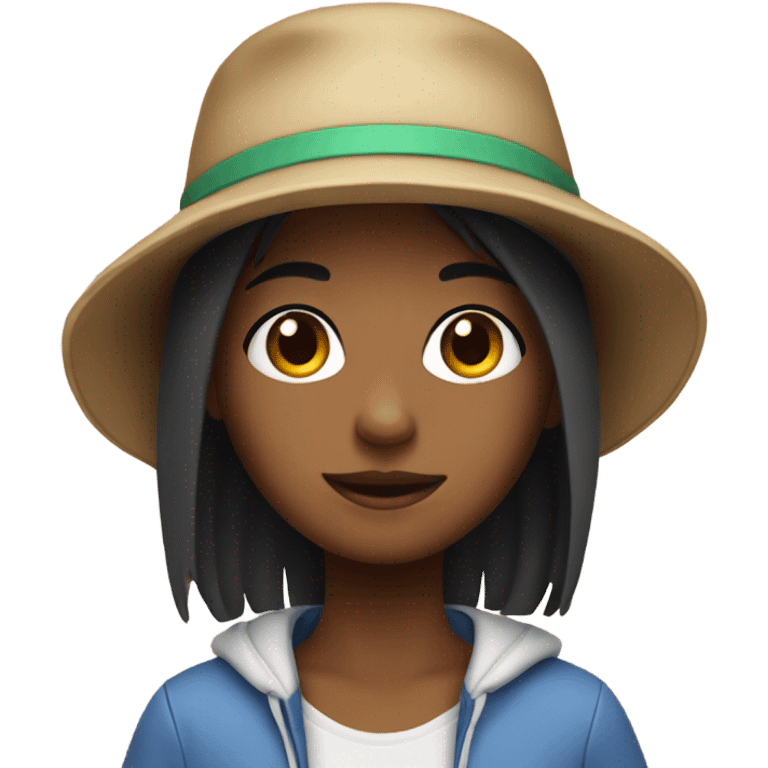 Cute girl in bucket hat  emoji