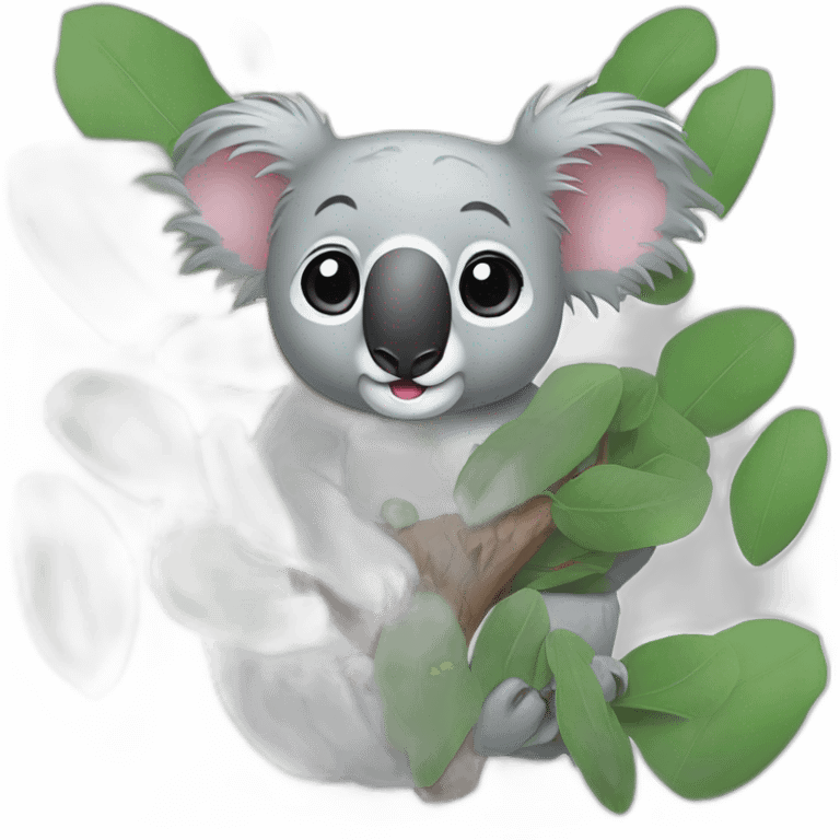 Koala mange un eucalyptus emoji