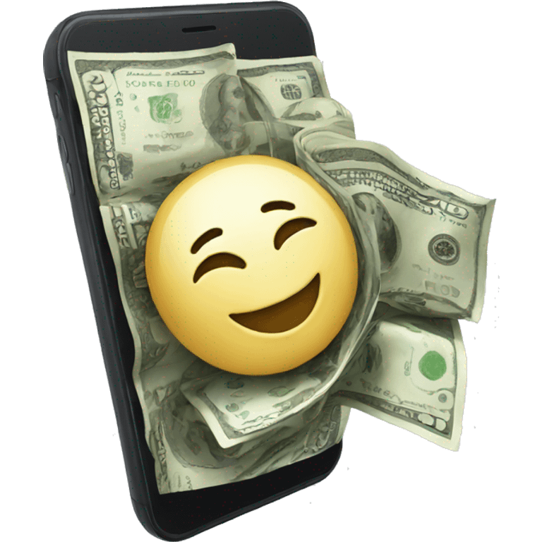 iPhone with happy face and money  emoji