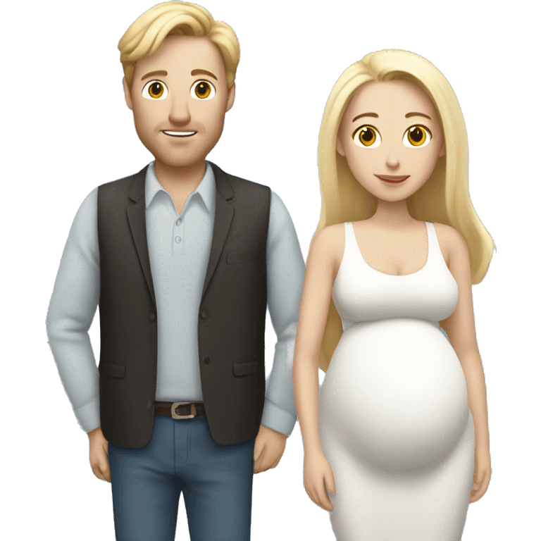 couple with white blonde man and white brunette smaller pregnant woman  emoji