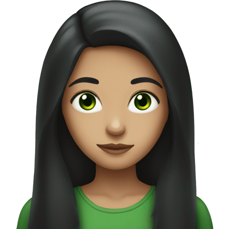 dark long haired girl with green eyes emoji