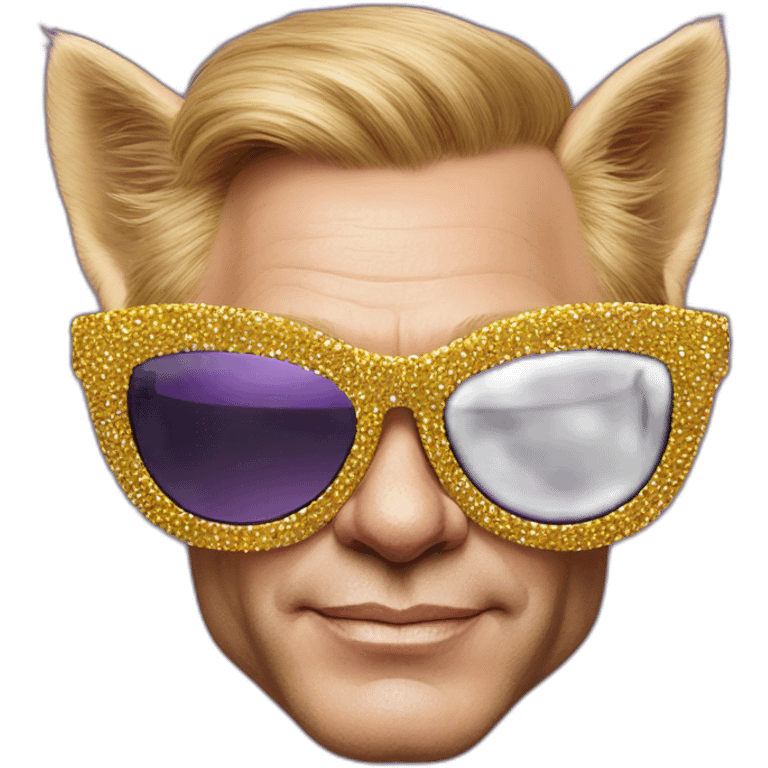 elton john in oversized pointed cat-eye funky sunglasses for mardi gras emoji