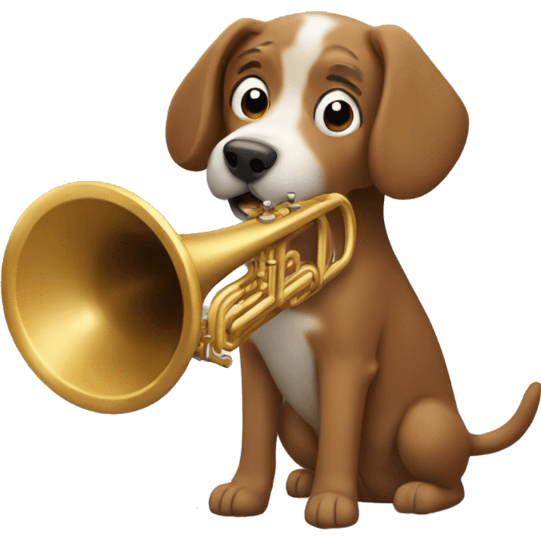 dog pooping in a trumpet emoji