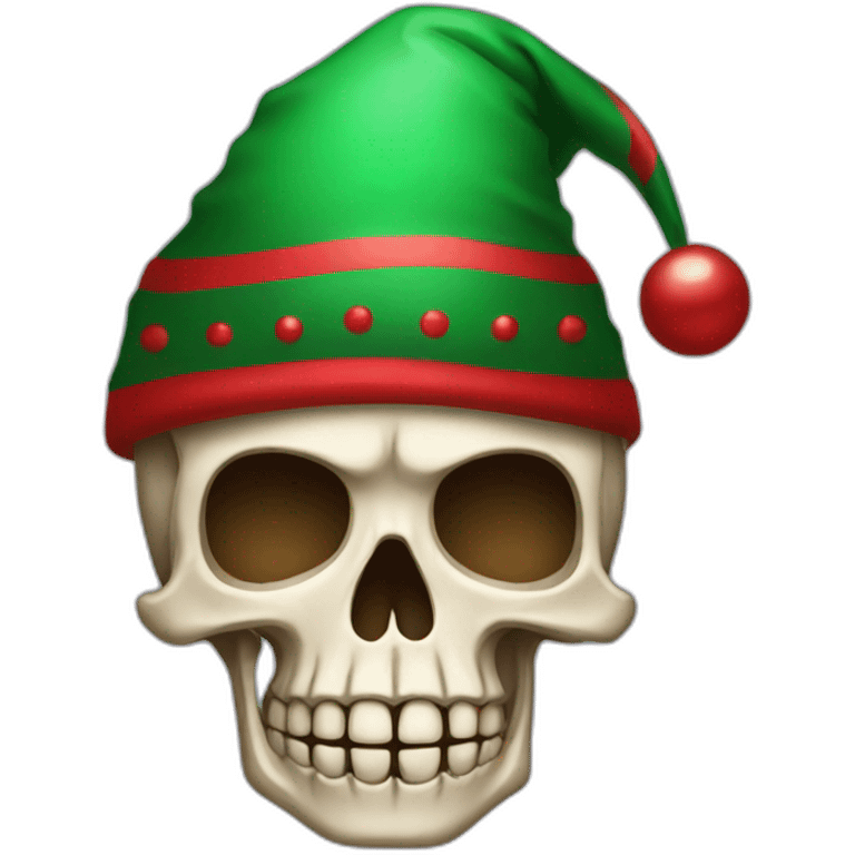 Skeleton head with Christmas hat emoji