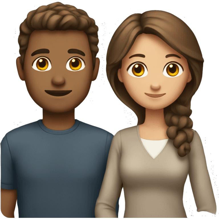 Couple with brown hair emoji