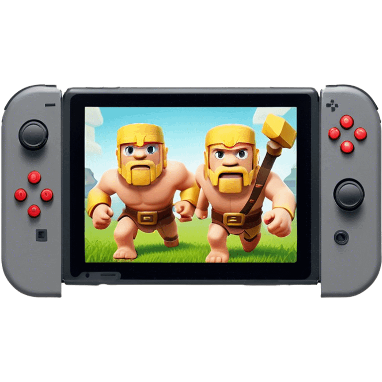 Clash of Clans aesthetic: Cinematic Playful Nintendo Switch Portrait Emoji, rendered in a 3D vector-style similar to standard emojis with minimal shading and bold, simplified shapes. A compact, distinct form with signature details, softly glowing with a nostalgic gaming charm. Simplified yet unmistakably iconic, highly detailed and consistent, glowing with a soft radiance and high shine. Stylized with a touch of retro gaming magic and a soft glowing outline, capturing the essence of a beloved gaming relic with a friendly, playful manner! emoji