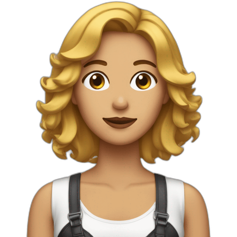 Mujer con media melena rizada con mechas emoji