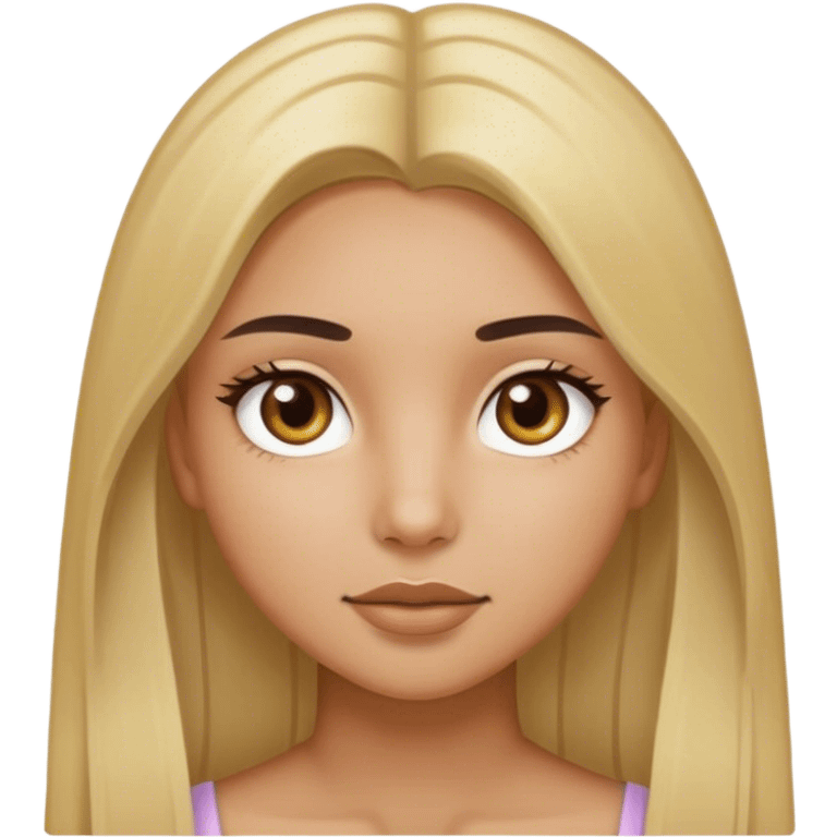 Girl with hazel eyes and blonde straight hair with light olive skin emoji