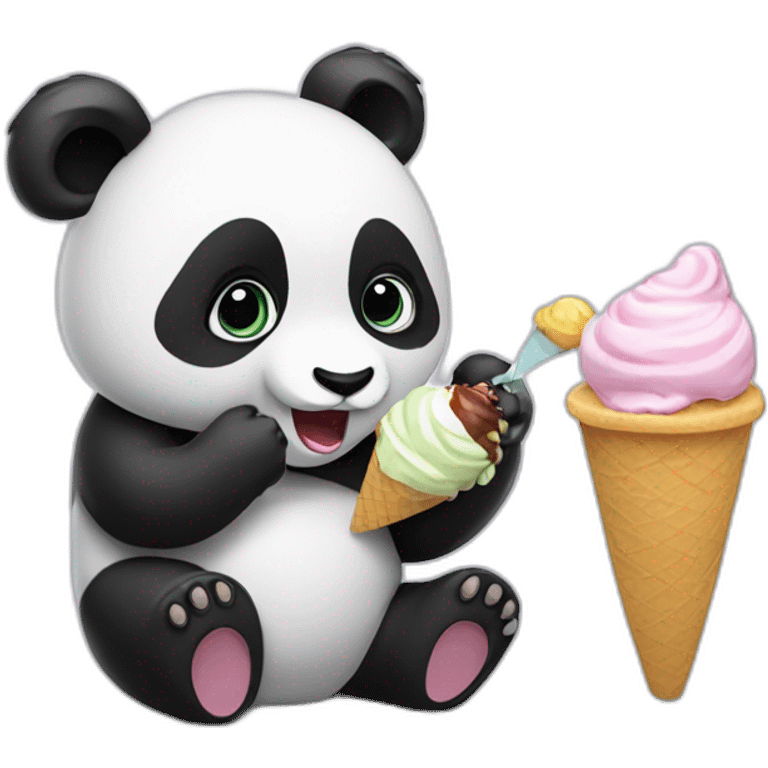 Panda eating ice cream emoji