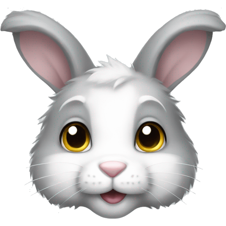 Fluffy grey and white bunny emoji