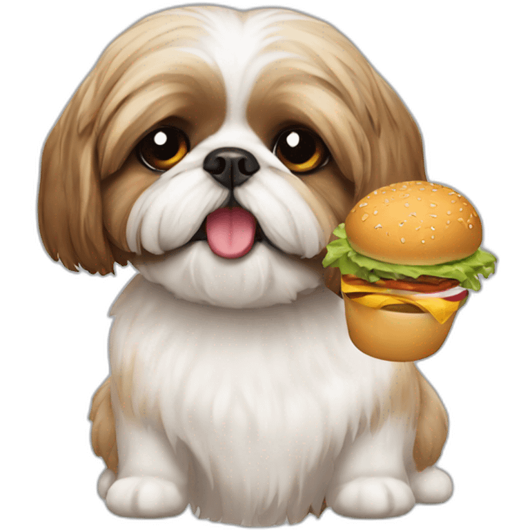 Shih tzu eating burger emoji