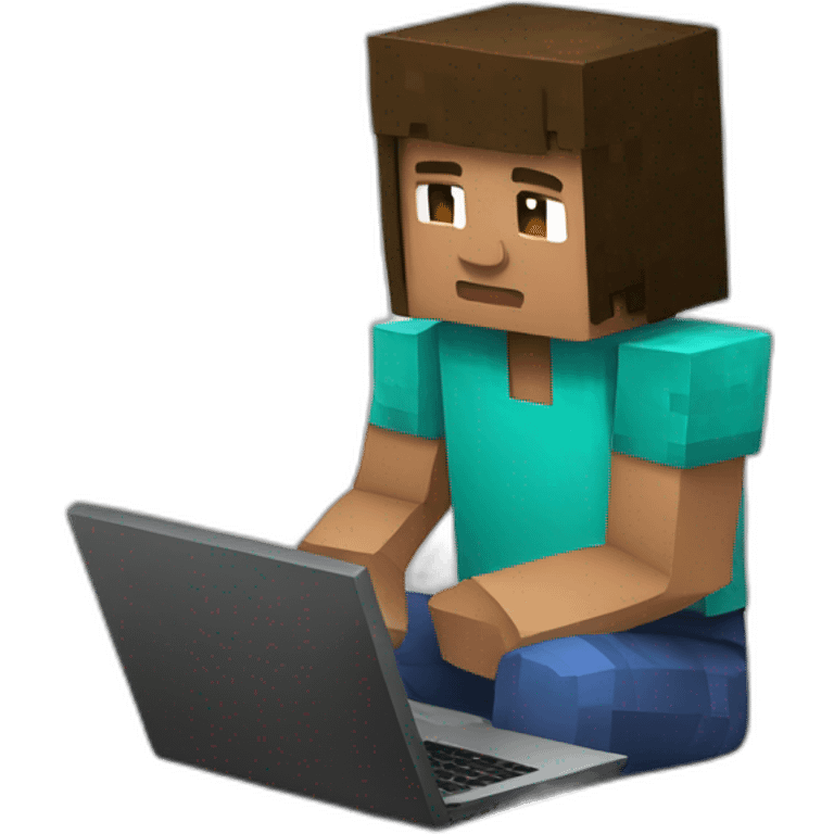 Student playing minecraft on laptop emoji