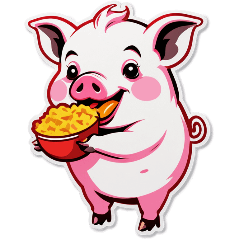 Pig eating food emoji