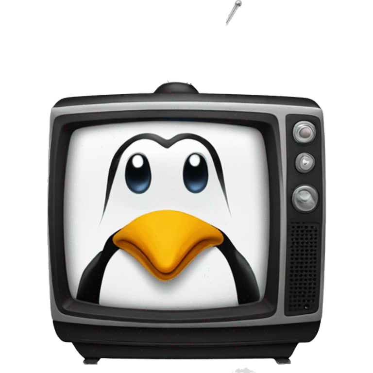 television with penguin on screen emoji