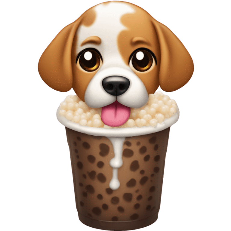 Dog drinking boba emoji