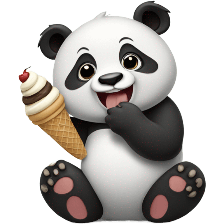 Panda eating ice cream emoji