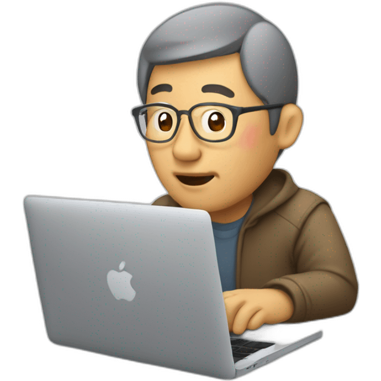 Aged 48 Asian Guy coding on the macbook emoji