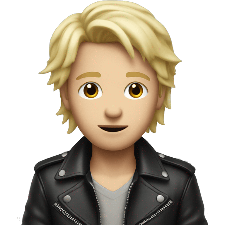 blonde boy in leather jacket have mole under left eye  emoji