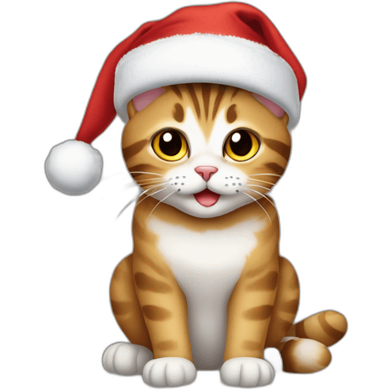 tabby cat with a santa hat on emoji