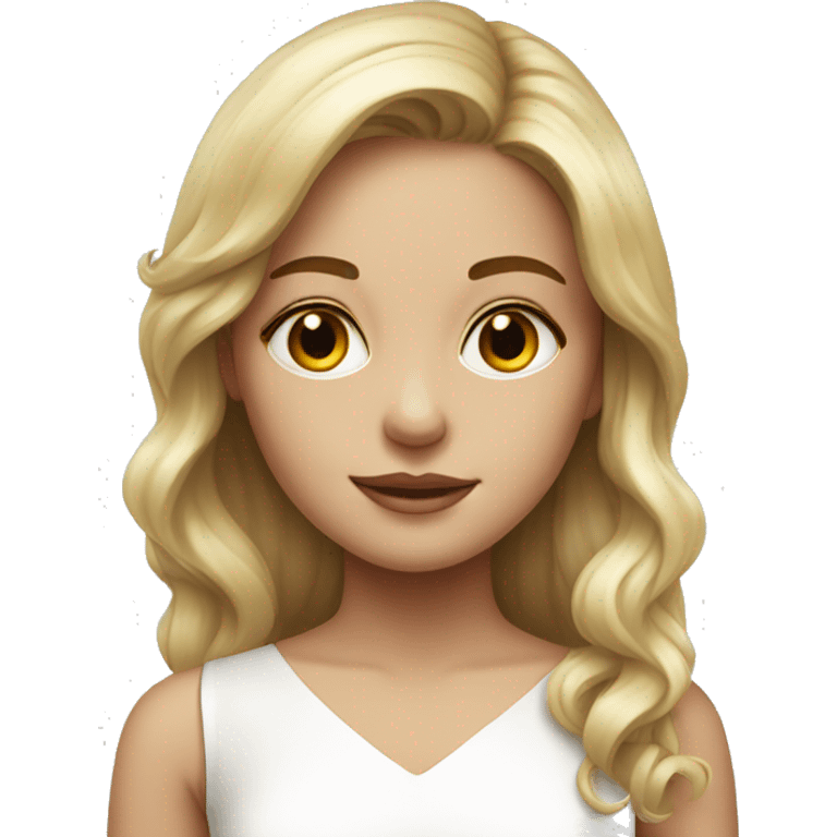 realistic portrait of a girl white dress emoji