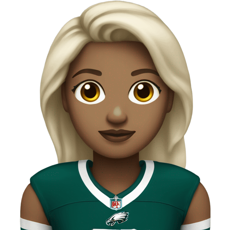  Light skin female wearing Philadelphia Eagles jersey emoji