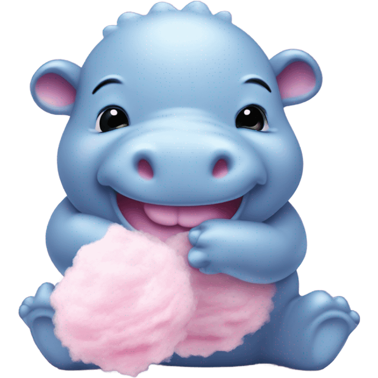 baby blue hippo with cotton candy emoji