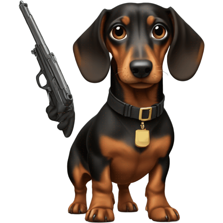 Dachshund with gun emoji