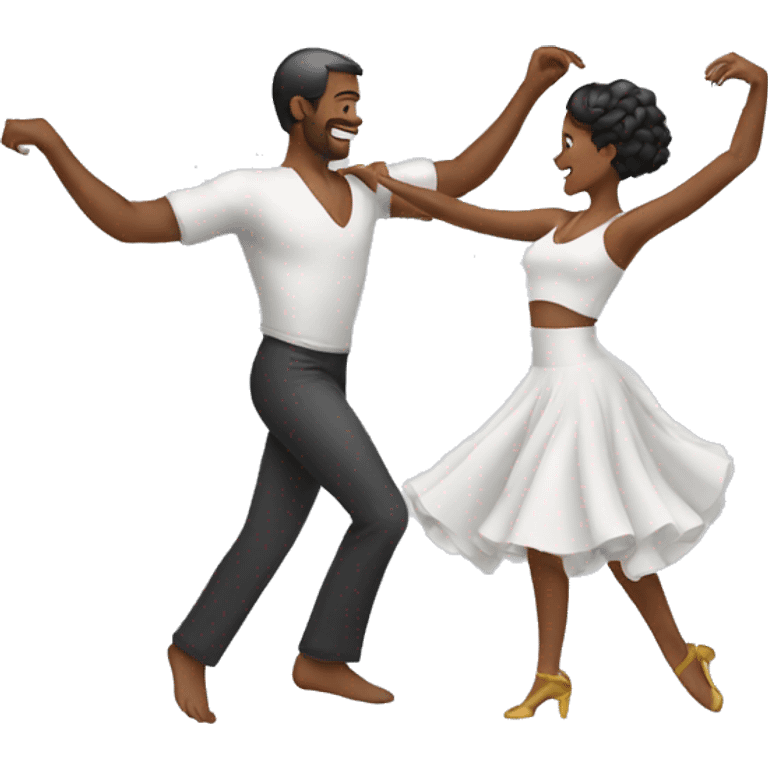 Dancing woman with a dancing man emoji