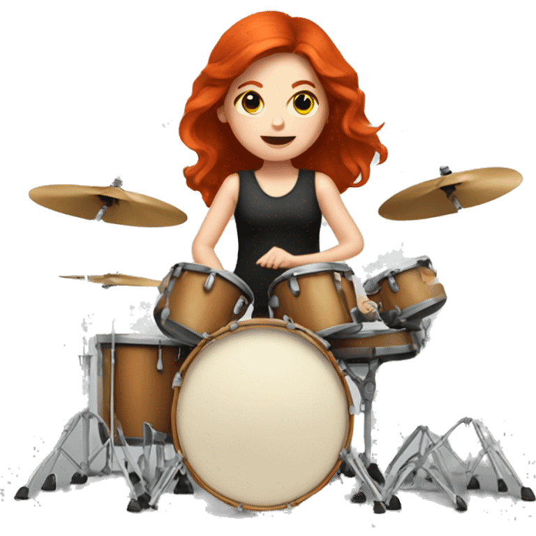 Redhead girl playing drums emoji