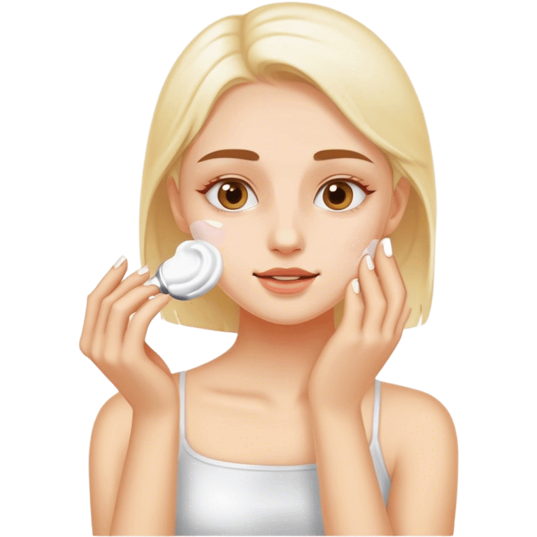 white girl applying cream on face emoji