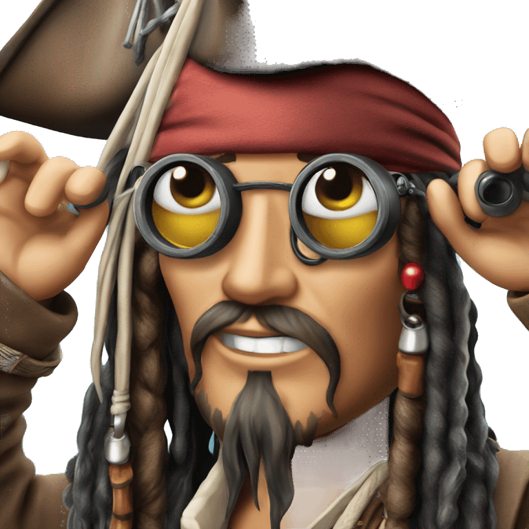 photorealistic jack sparrow holds binoculars emoji