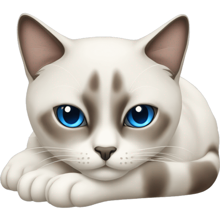 Siamoi cat with blue eyes sleeping  emoji