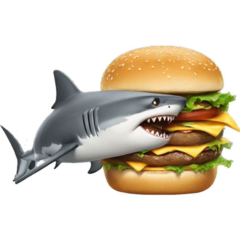 angry shark eating a burger emoji