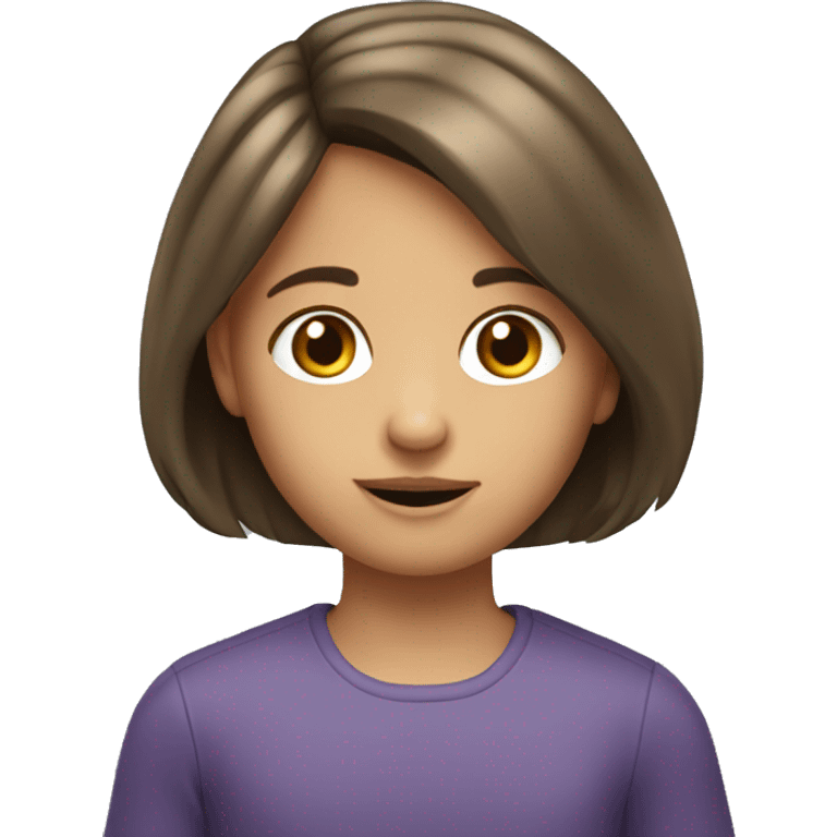 Kids : girl with bob brown  hair, 9 years emoji