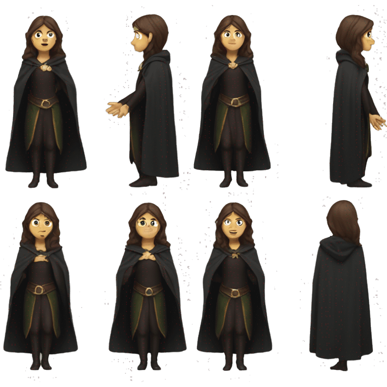 Elf woman with Elf ears and brown hair and black robes emoji