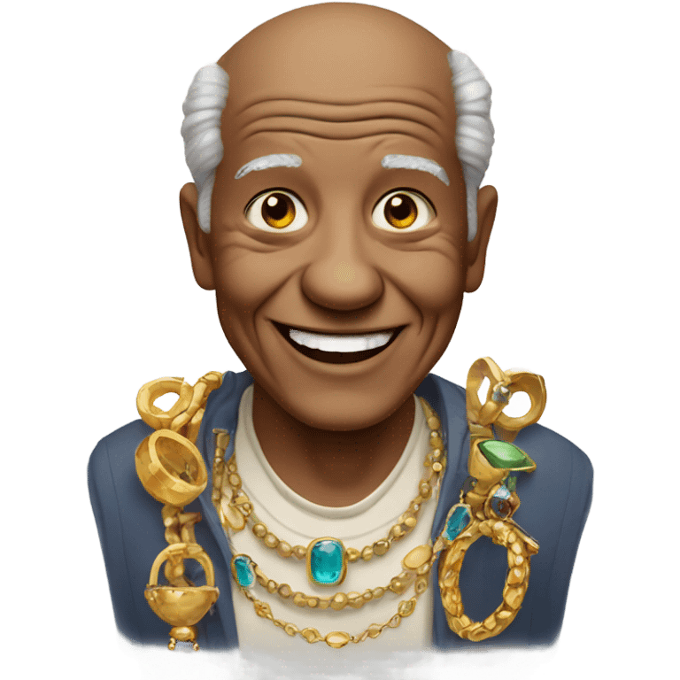 smiling old man with jewelry emoji