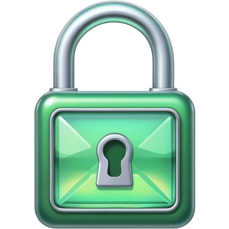 Holographic and glassmorphic green lock emoji