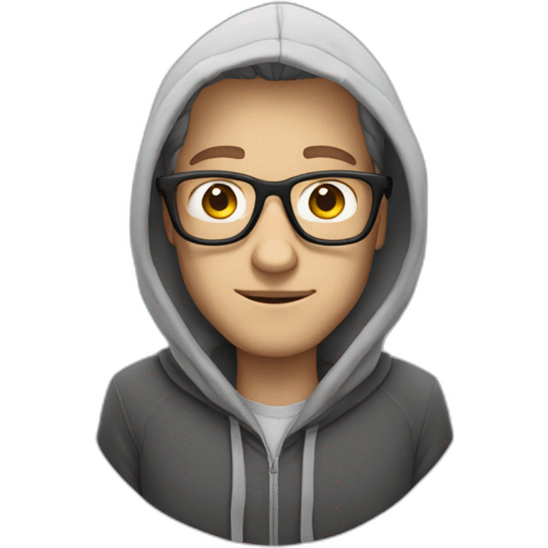 white dude with hoodie and glasses squinting eyes emoji