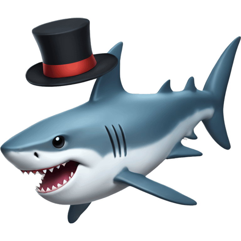 Shark with a top hat emoji