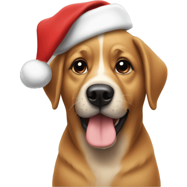 Dog with a Christmas hat emoji