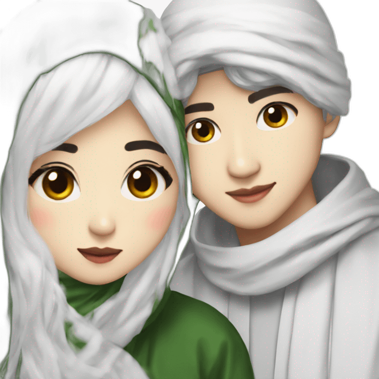 Kim Taehyung from BTS with a Muslim girl emoji