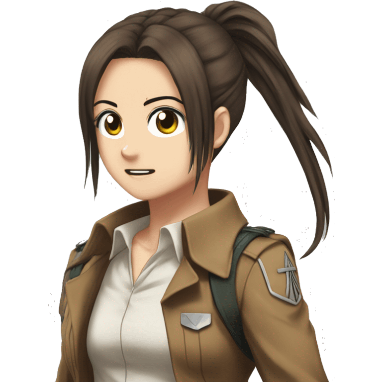 Sasha Braus brown hair hair in a ponytail anime attack on titan emoji